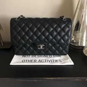 Chanel Black Classic Caviar Jumbo Double Flap